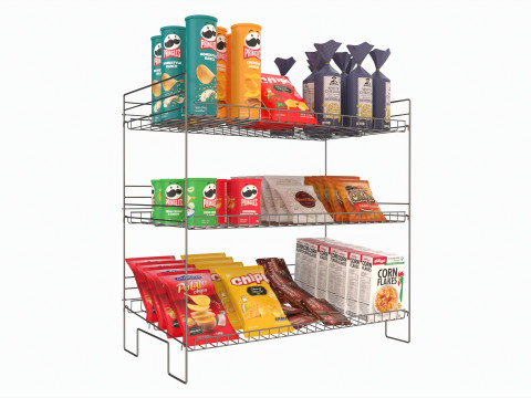 Store Wire Snack Shelf And Chip Rack Modelo 3D
