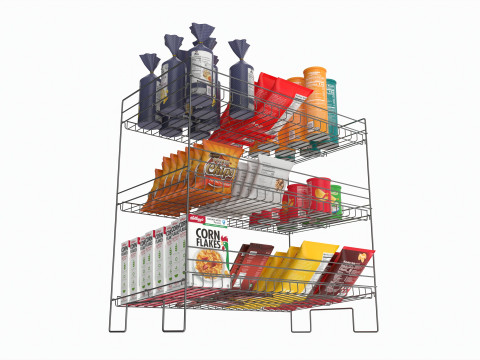 Store Wire Snack Shelf And Chip Rack 3D Model