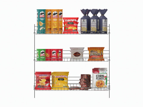 Store Wire Snack Shelf And Chip Rack 3D Model