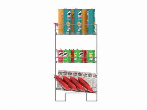 Store Wire Snack Shelf And Chip Rack 3D Model