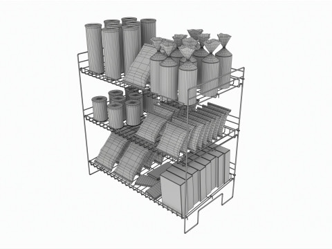Store Wire Snack Shelf And Chip Rack 3D Model