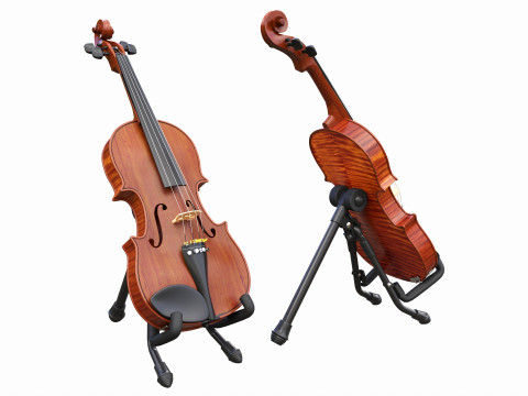 Violin on a modern stand 3D-Modell