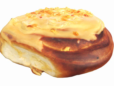Roll with caramel and nuts 3D Model