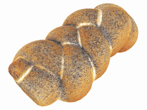White bread with poppy seeds 3D Модель