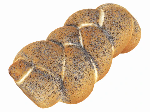 Білий хліб з маком 3D Модель