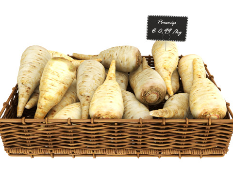 Parsnip in tray with price tag 3Dモデル