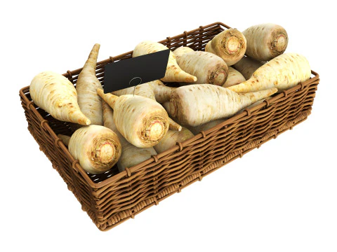 Parsnip in tray with price tag 3D Model
