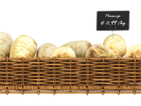 Parsnip in tray with price tag 3Dモデル
