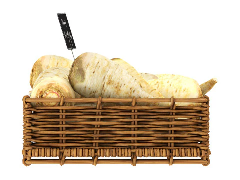 Parsnip in tray with price tag 3D Model
