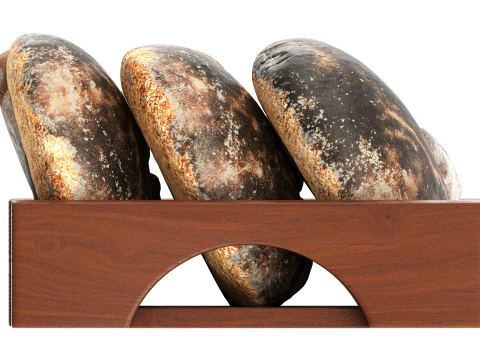 トレイ上の丸いパンの選択 3Dモデル