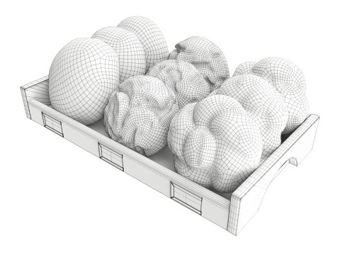 トレイ上の丸いパンの選択 3Dモデル