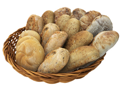 Smallbread selection in basket 3D Model