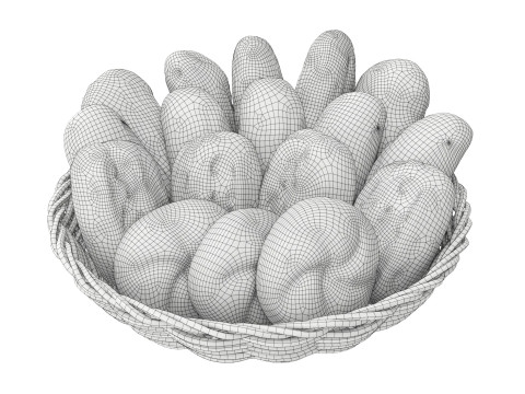 Smallbread selection in basket 3D Model