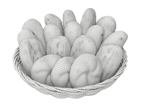 Smallbread selection in basket 3D Model