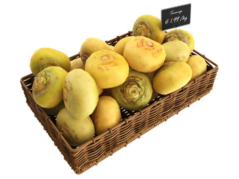 Turnip in tray with price tag Modelo 3D