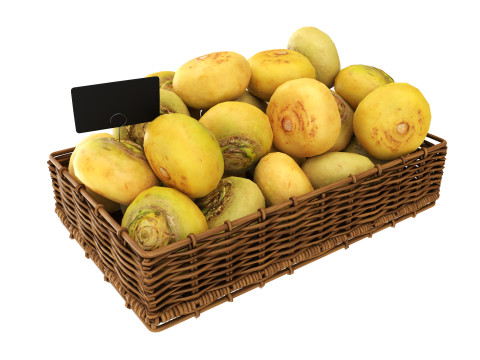 Turnip in tray with price tag 3D Model