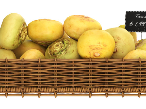 Turnip in tray with price tag 3D Model