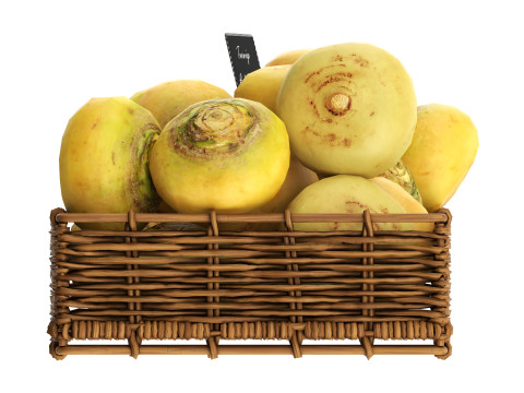 Turnip in tray with price tag 3D Model