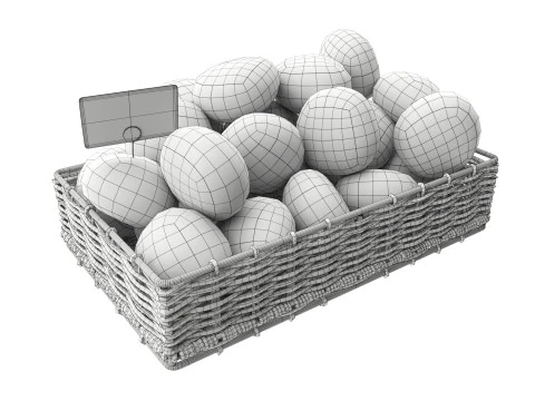 Turnip in tray with price tag 3D Model