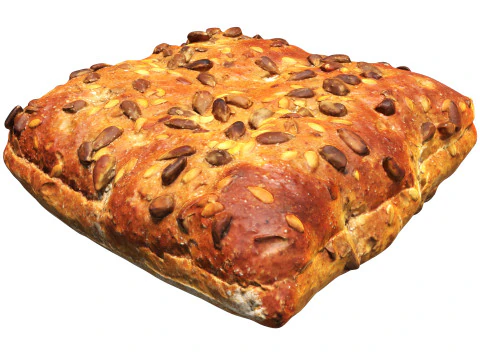 Flat wheat bread with seeds for fast food 3D Model