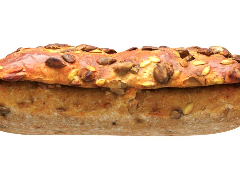 Flat wheat bread with seeds for fast food 3D Model