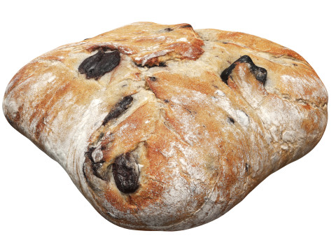 Large square wheat bread with olives Modelo 3D