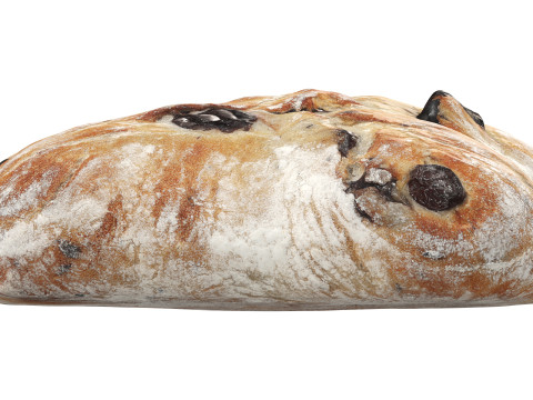 Large square wheat bread with olives Modelo 3D
