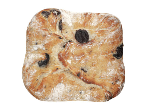 Large square wheat bread with olives Modelo 3D
