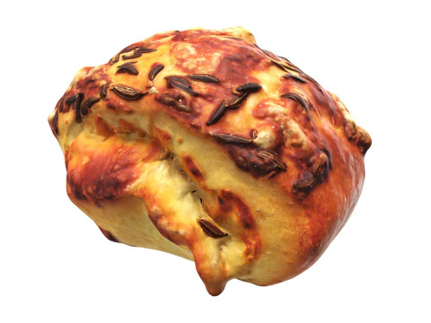 Mini-bun with cheese and cumin seeds 3D Model