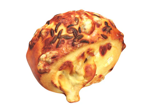 Mini-bun with cheese and cumin seeds 3D Model