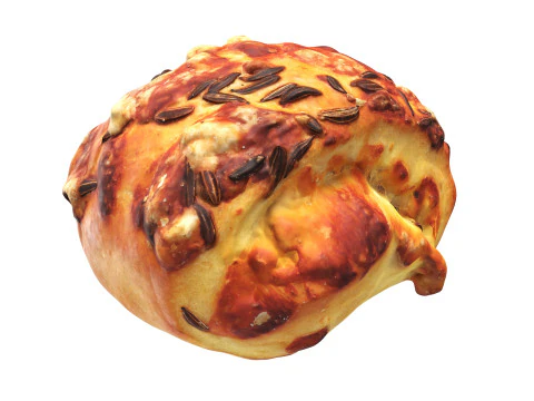 Mini-bun with cheese and cumin seeds 3D Model
