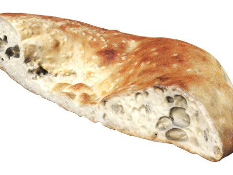 Traditional bread Non half cut 3D Model