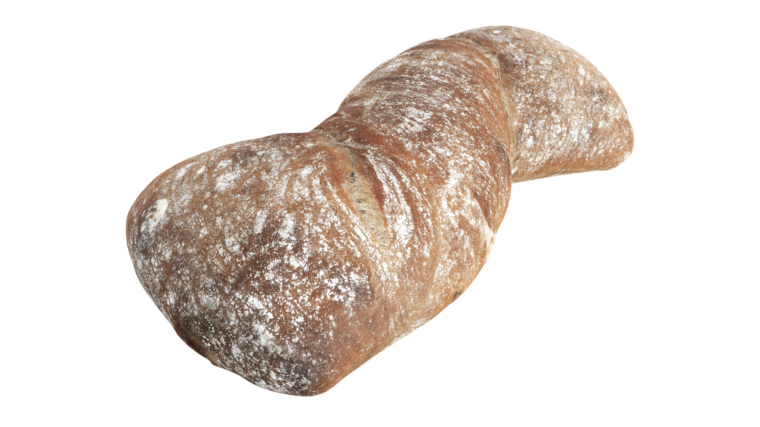 Baked Ciabatta bread 3D Model .c4d .max .obj .3ds .fbx .stl .blend 