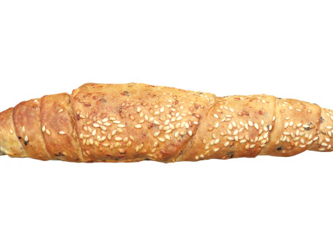 Bread roll with olives and sesam seeds 3D Model