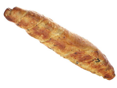 Bread roll with olives and sesam seeds 3D Model