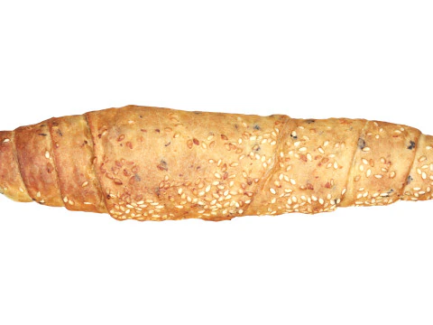 Bread roll with olives and sesam seeds 3D Model