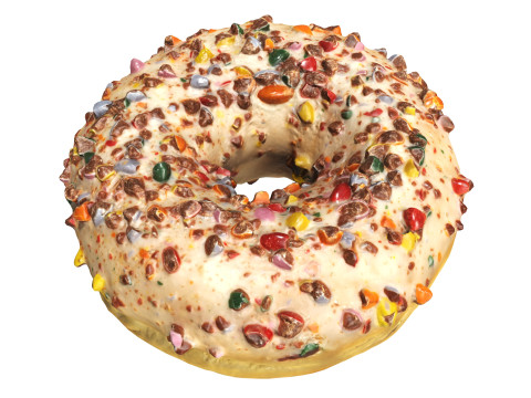 Donut with cracked chocolate candy chips Model 3D