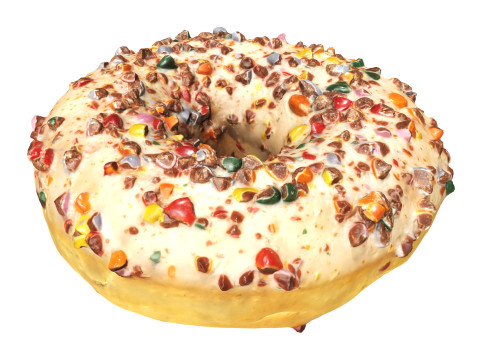Donut with cracked chocolate candy chips 3Dモデル