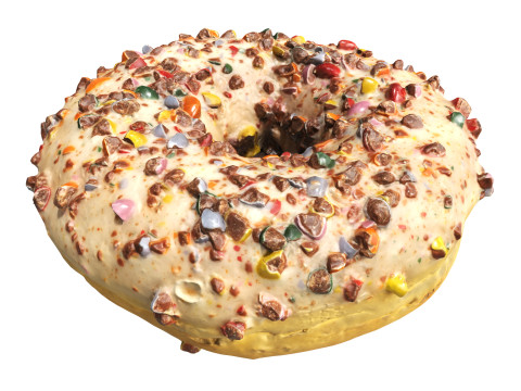 Donut with cracked chocolate candy chips 3Dモデル