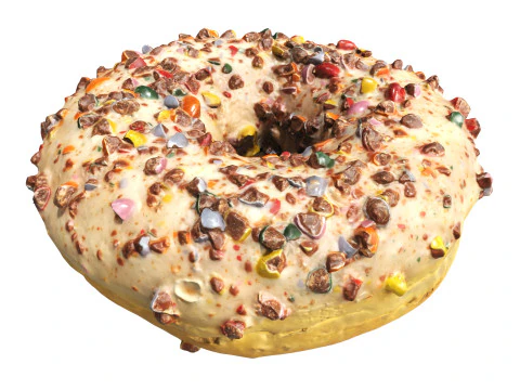 Donut with cracked chocolate candy chips 3D Model