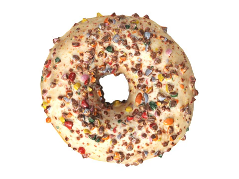 Donut with cracked chocolate candy chips 3D Model