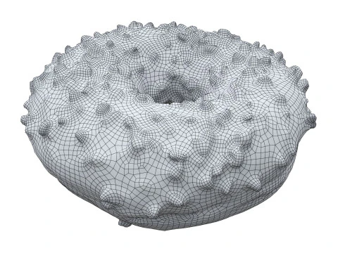 Donut with cracked chocolate candy chips 3D Model
