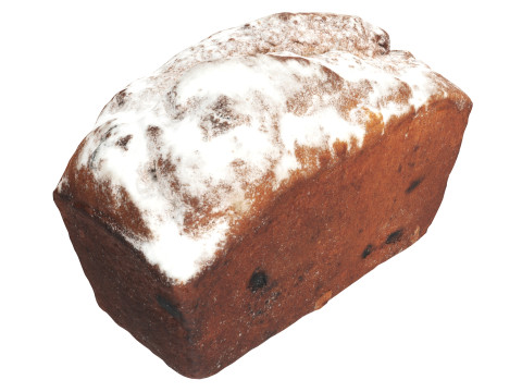 Loaf cake with raisins 02 Model 3D