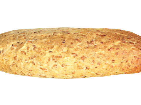 Narrow wheat bread with grains 3D Model