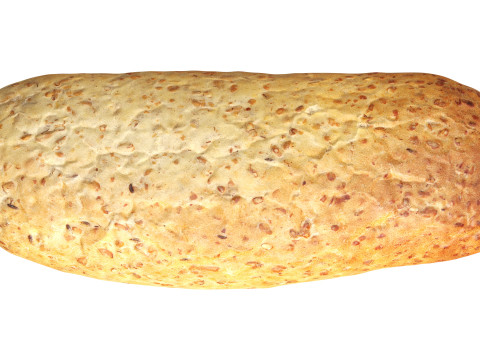 Narrow wheat bread with grains 3D Model