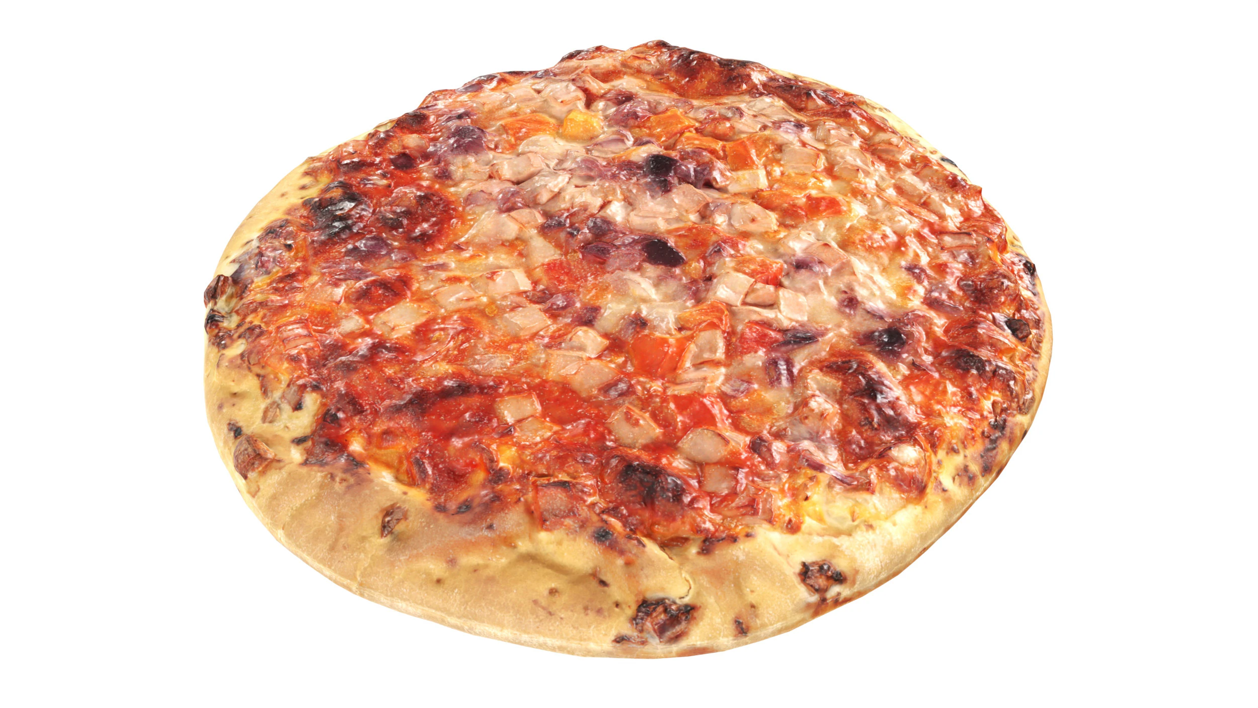 Small pizza with cheese and sausage 3D Model .c4d .max .obj .3ds .fbx .stl .blend 