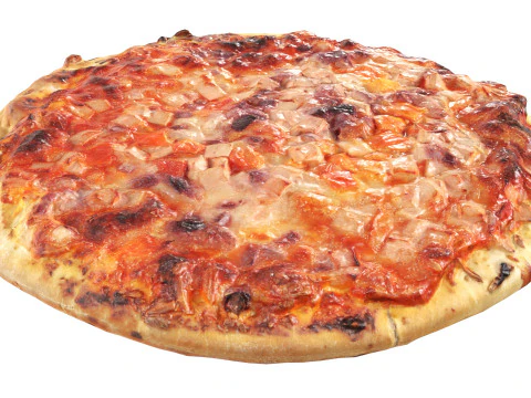 Small pizza with cheese and sausage 3D Model