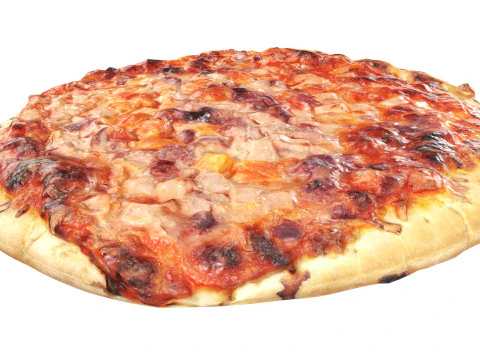 Small pizza with cheese and sausage 3D Model
