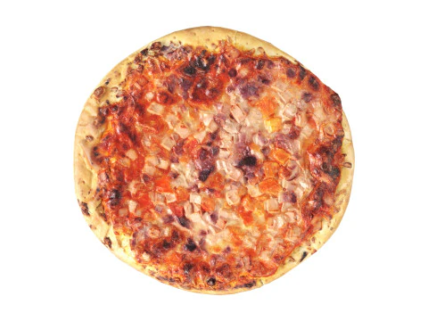 Small pizza with cheese and sausage 3D Model