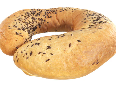 White bread cone with cumin seeds 3D Model